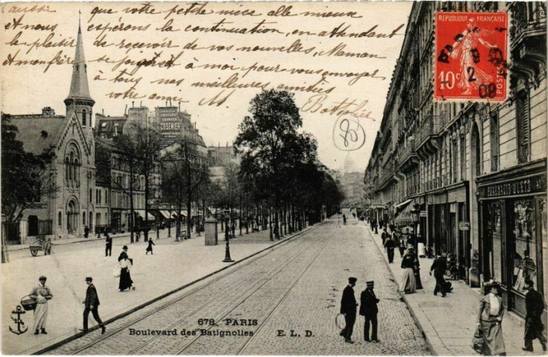 Carte postale ancienne Boulevard des Batignolles à Paris 8e