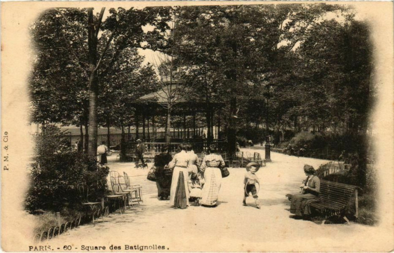 Carte postale ancienne Square des Batignolles à Paris 17e