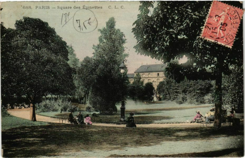 Carte postale ancienne Square des Epinettes à Paris 17e