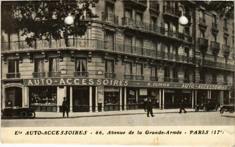 Carte postale ancienne Etablissement Auto-Accessoires - Avenue de la Grande-Armée à Paris 17e