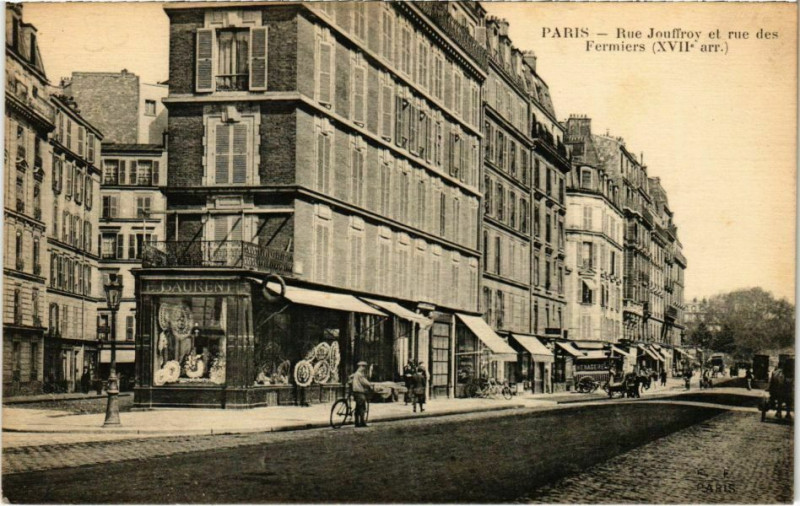 Carte postale ancienne Rue Jouffroy et des Fermiers à Paris 17e