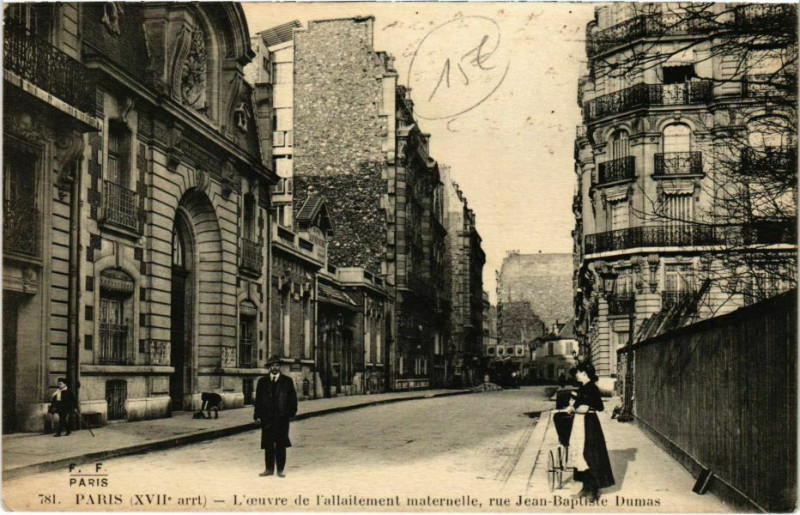 Carte postale ancienne L'oeuvre de l'allaitement maternelle, rue Jean-Baptiste Dumas à Paris 17e