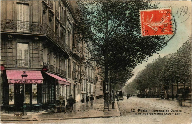 Carte postale ancienne Avenue de Villiers à la Rue Cardinet à Paris 17e