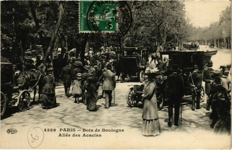 Carte postale ancienne Bois de Boulogne - Allée des Acacias à Paris 16e