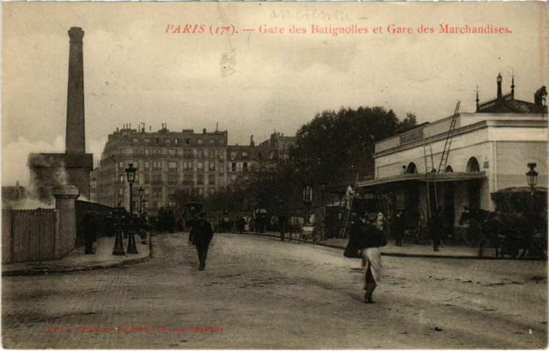 Carte postale ancienne Gare des Batignolles et Gare des Marchandises à Paris 17e