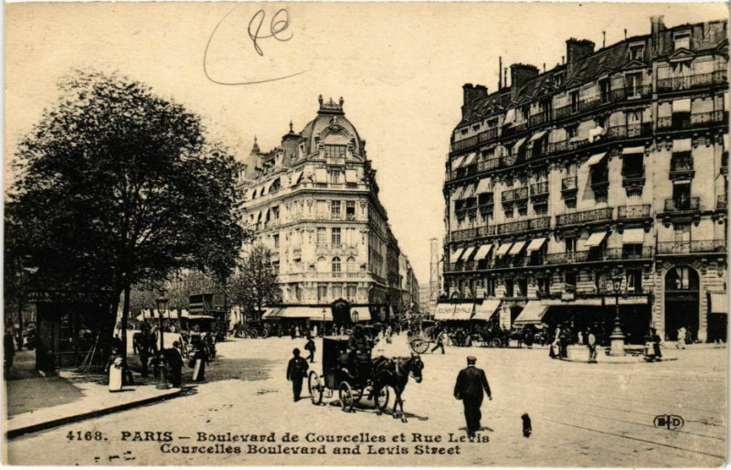 Carte postale ancienne Boulevard de Courcelles et Rue Levis à Paris 17e