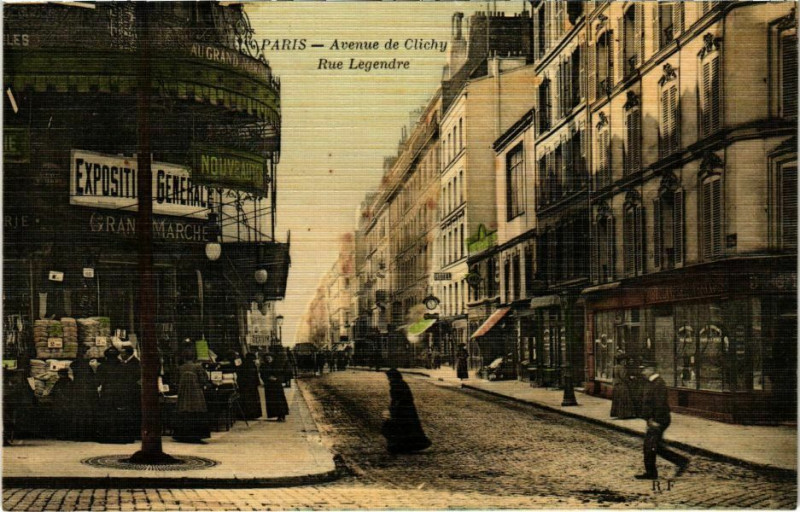 Carte postale ancienne Avenue de Clichy - Rue Legendre à Paris 17e