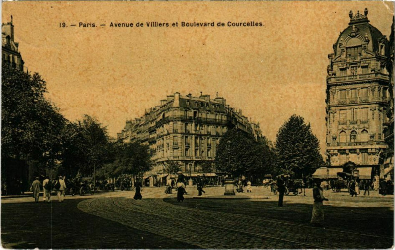 Carte postale ancienne Avenue de Villiers et Boulevard de Courcelles à Paris 8e