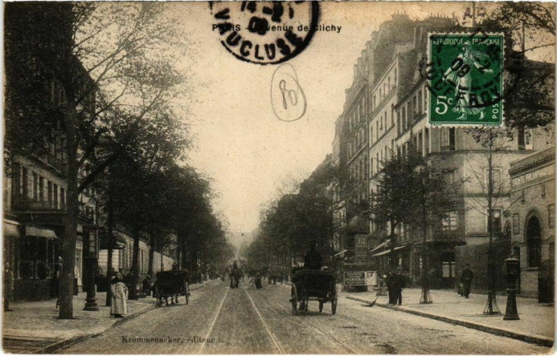 Carte postale ancienne Avenue de Clichy à Paris 18e