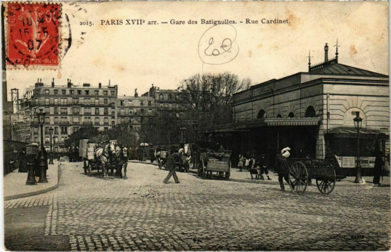 Carte postale ancienne Gare des Batignolles - Rue Cardinet à Paris 17e