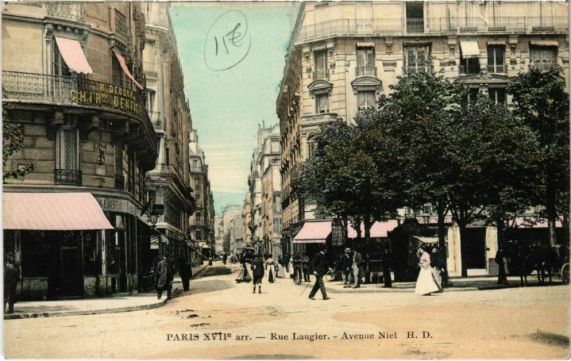 Carte postale ancienne Rue Laugier - Avenue Niel à Paris 17e