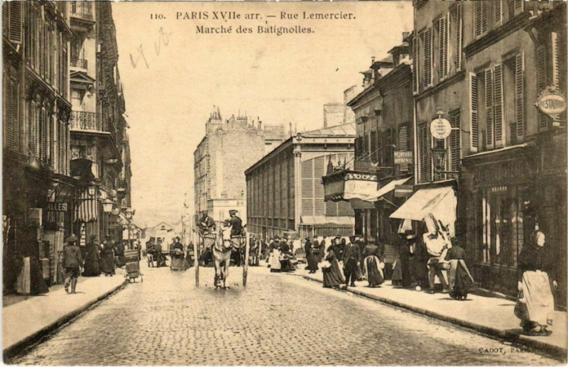 Carte postale ancienne Rue Lemercier - Marché des Batignolles. à Paris 17e