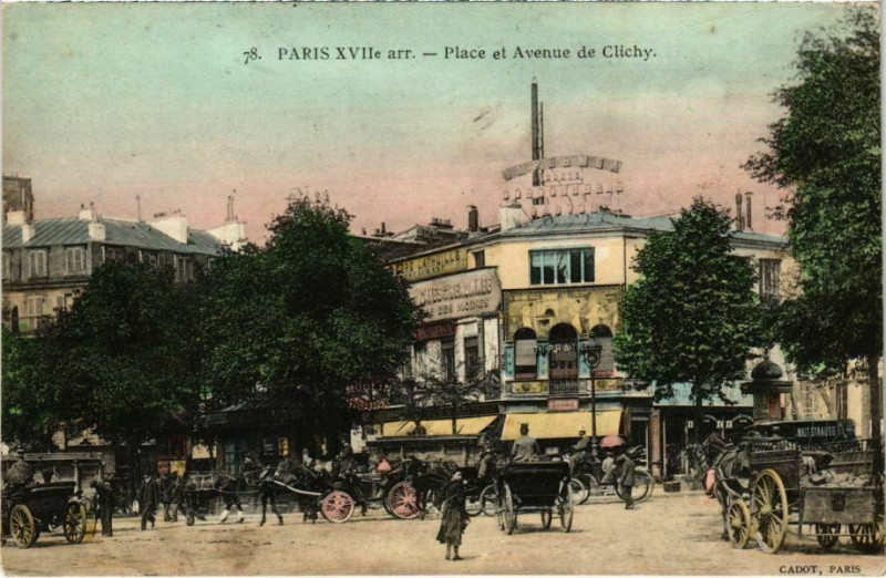 Carte postale ancienne Place et Avenue de Clichy à Paris 18e