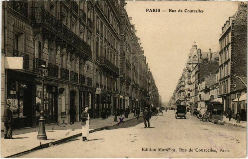Carte postale ancienne Rue de Courcelles à Paris 17e