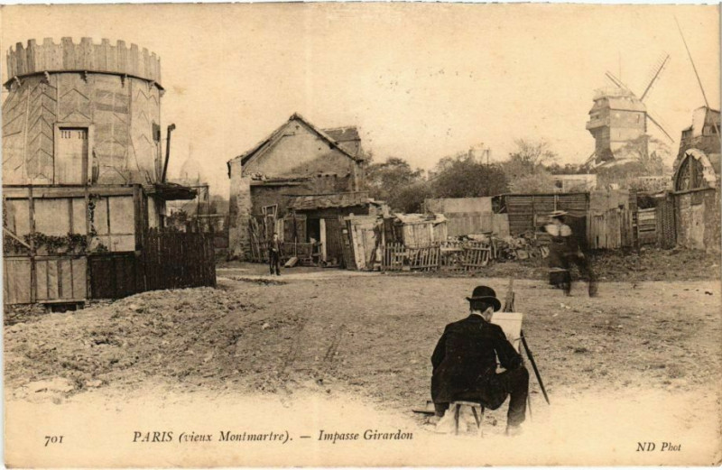 Carte postale ancienne Vieux Montmartre - Impasse Girardon à Paris 18e