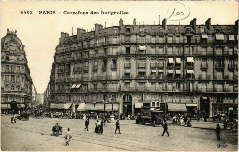 Carte postale ancienne Carrefour des Batignoles à Paris 8e