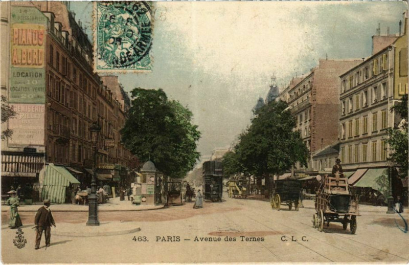 Carte postale ancienne Avenue des Ternes à Paris 17e