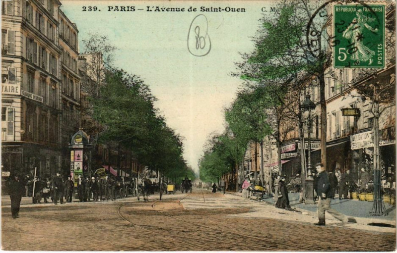 Carte postale ancienne L'Avenue de Saint-Ouen à Paris 18e