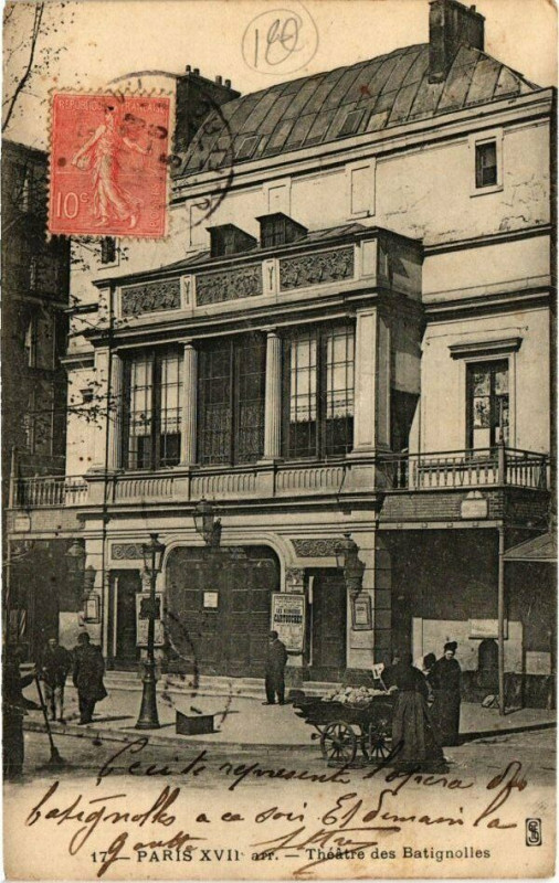 Carte postale ancienne Théâtre des Batignolles à Paris 17e