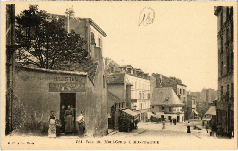 Carte postale ancienne Rue du Mont-Cenis à Montmartre à Paris 18e