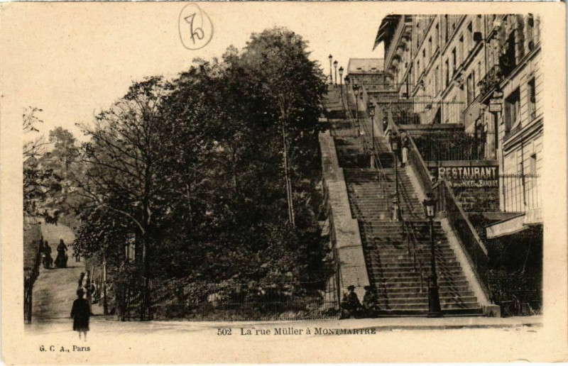Carte postale ancienne La rue Müller à Montmartre à Paris 18e