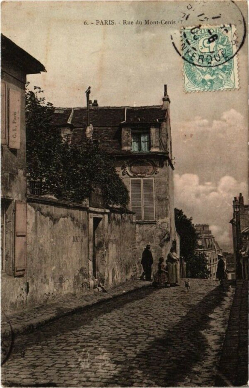 Carte postale ancienne Rue du Mont-Cenis à Paris 18e