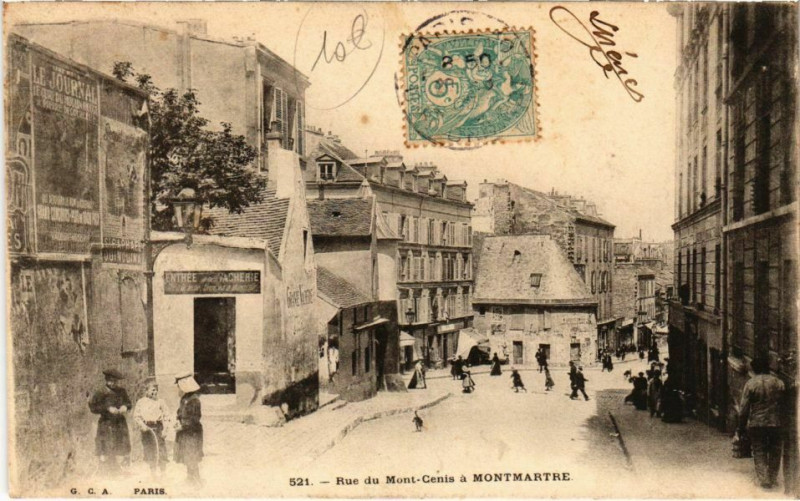 Carte postale ancienne Montmartre - La Rue du Mont-Cenis - Le Manoir de la belle Gabrielle à Paris 18e