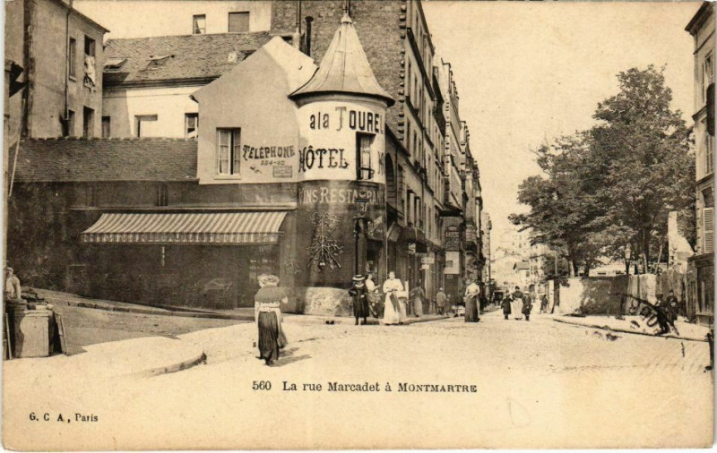 Carte postale ancienne La rue Marcadet à Montmartre à Paris 18e