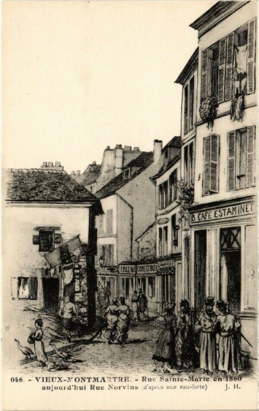 Carte postale ancienne Vieux-Montmartre - Rue Sainte-Marie en 1860 à Paris 18e