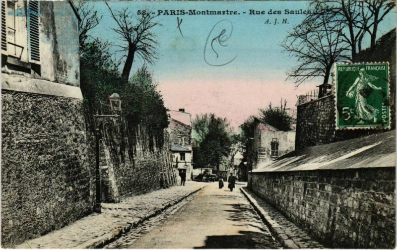 Carte postale ancienne Montmartre - Rue des Saules à Paris 18e