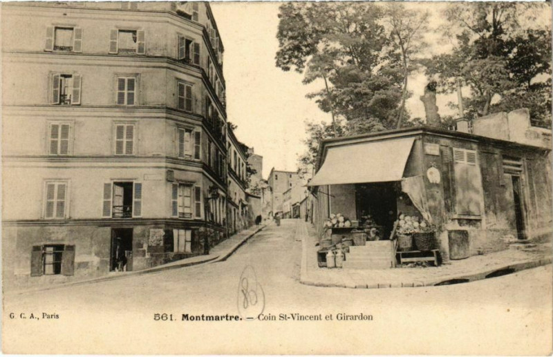 Carte postale ancienne Montmartre - Coin Saint-Vincent et Girardon à Paris 18e
