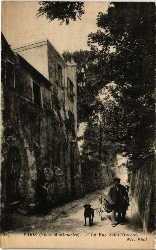 Carte postale ancienne Vieux Montmartre - La Rue Saint-Vincent à Paris 18e