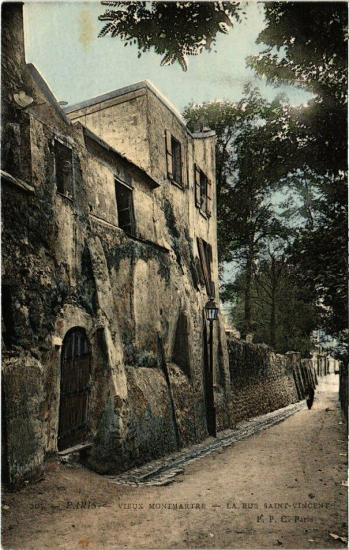 Carte postale ancienne Vieux Montmartre - La Rue Saint-Vincent à Paris 18e