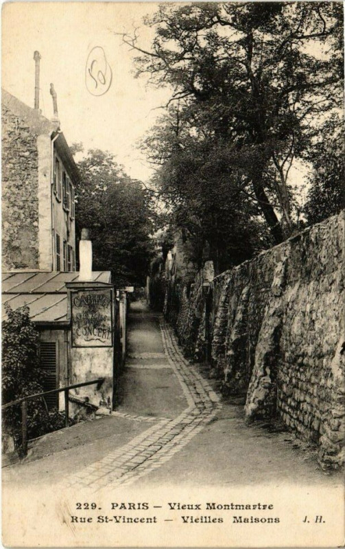 Carte postale ancienne Vieux Montmartre - Rue Saint-Vincent - Vieilles Maisons à Paris 18e