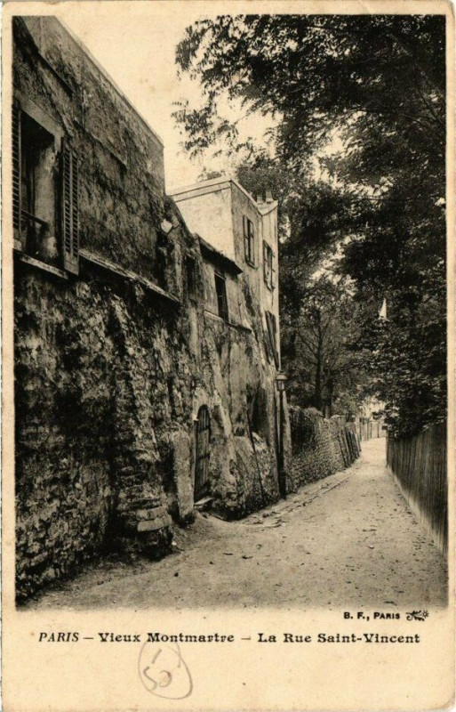 Carte postale ancienne Vieux Montmartre - La Rue Saint-Vincent à Paris 18e
