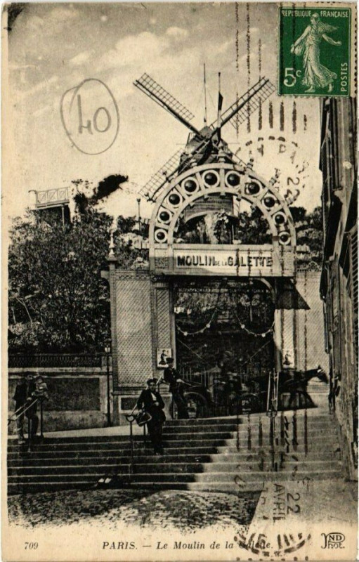 Carte postale ancienne Le Moulin de la Galette à Paris 18e