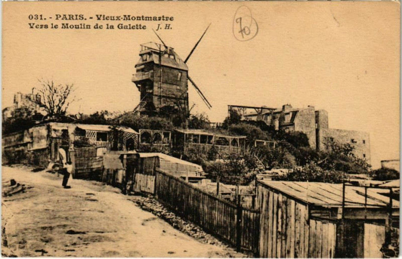 Carte postale ancienne Vieux-Montmartre - Vers le Moulin de la Galette à Paris 18e