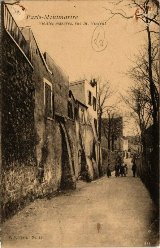 Carte postale ancienne Montmartre - Veilles masures - rue Saint-Vincent à Paris 18e