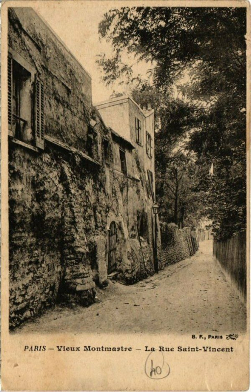 Carte postale ancienne Vieux Montmartre - La Rue Saint-Vincent à Paris 18e