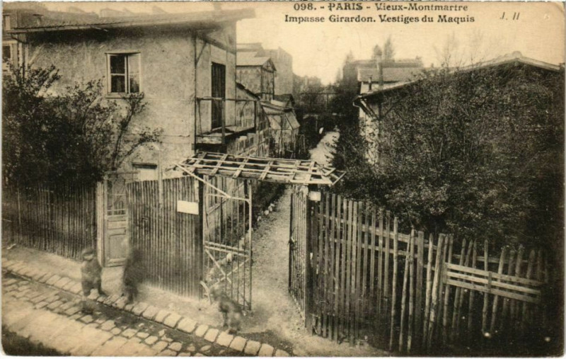 Carte postale ancienne Vieux-Montmartre - Impasse Girardon - Vestiges du Maquis à Paris 18e