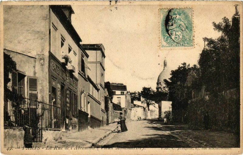 Carte postale ancienne La Rue de l'Abreuvoir (Vieux Montmartre) à Paris 18e