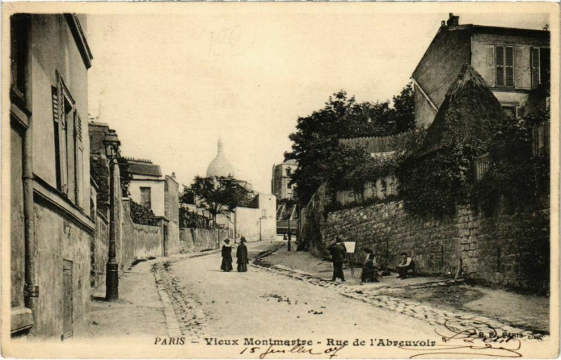 Carte postale ancienne Vieux Montmartre - Rue de l'Abreuvoir à Paris 18e