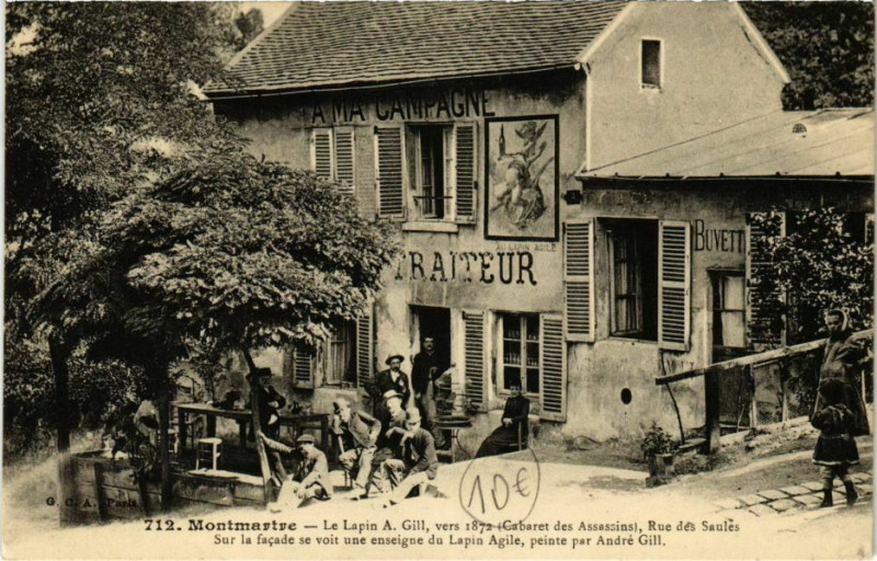 Carte postale ancienne Montmartre - Le Lapin A. Gill. Vers 1872 (Cabaret des assassins) à Paris 18e