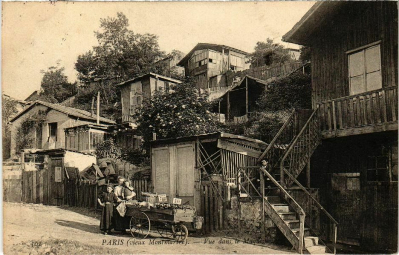 Carte postale ancienne Vieux Montmartre - Vue dans le Maquis à Paris 18e