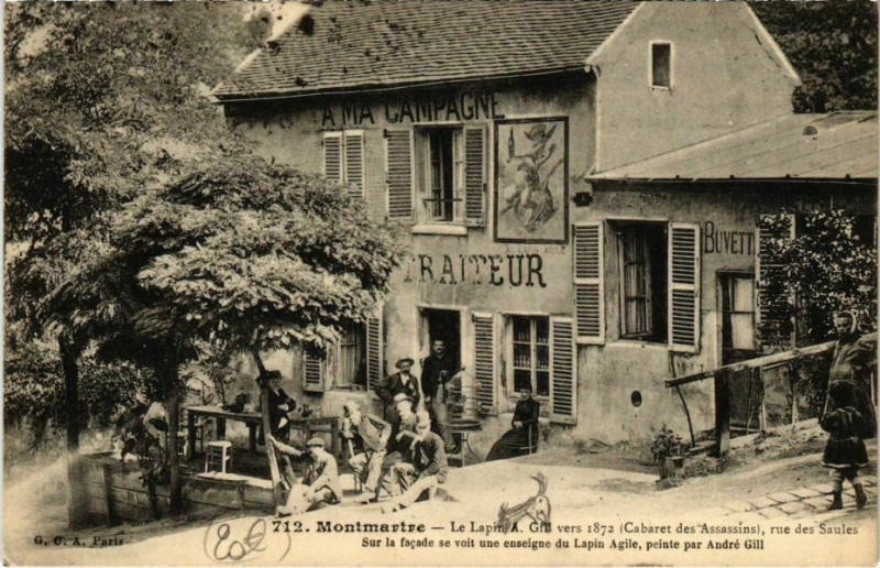 Carte postale ancienne Montmartre - Le Lapin A. Gill. Vers 1872 (Cabaret des assassins) à Paris 18e