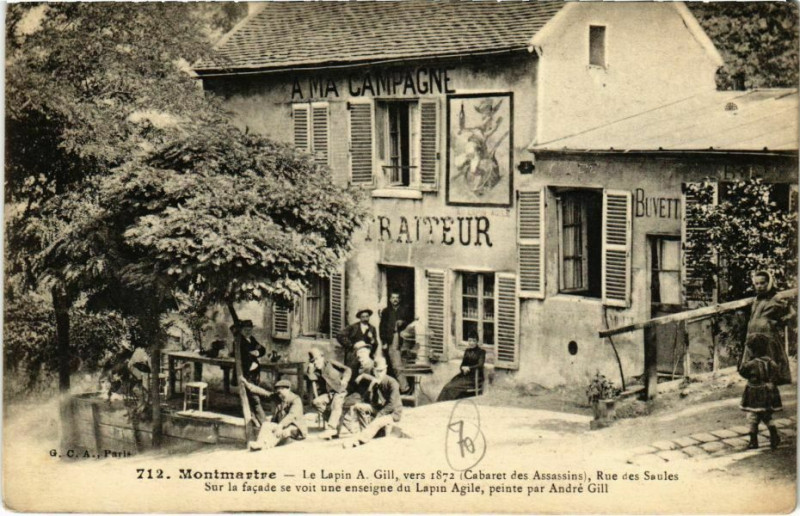 Carte postale ancienne Montmartre - Le Lapin A. Gill. Vers 1872 (Cabaret des assassins) à Paris 18e
