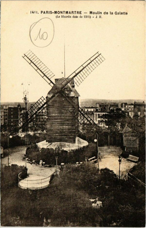 Carte postale ancienne Montmartre - Moulin de la Galette - Le Blutefin à Paris 18e