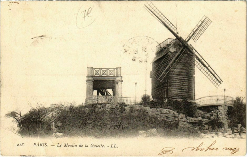 Carte postale ancienne Le Moulin de la Galette à Paris 18e