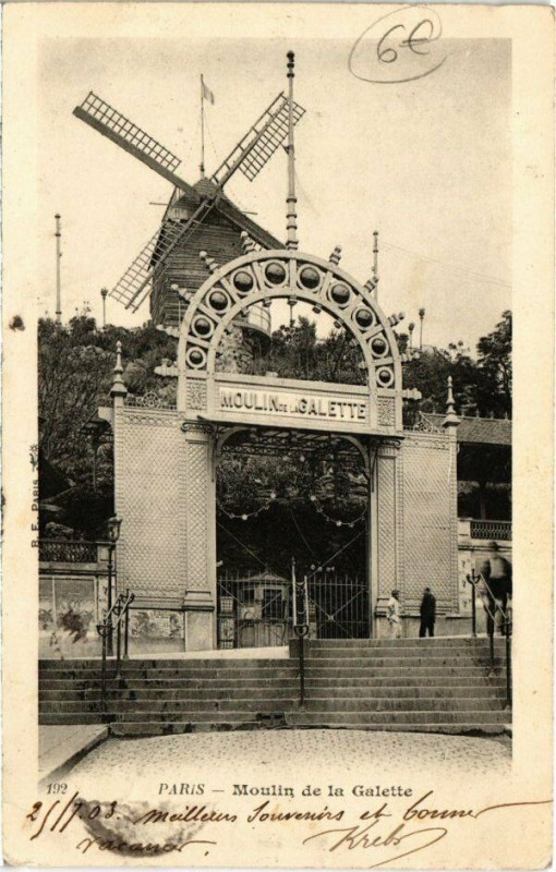 Carte postale ancienne Moulin de la Galette à Paris 18e