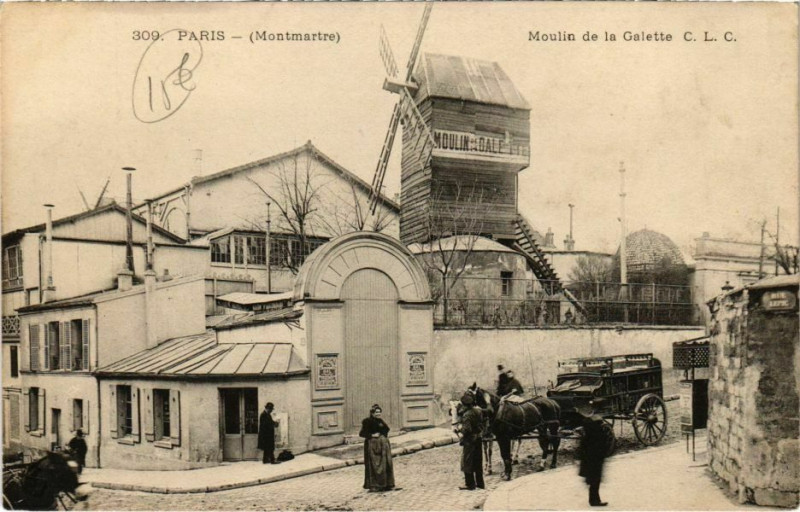 Carte postale ancienne Montmartre - Moulin de la Galette à Paris 18e